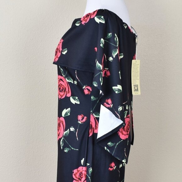 Grace Karin Off Shoulder Floral Cape Sheath Dress NEW - M - Picture 4 of 10